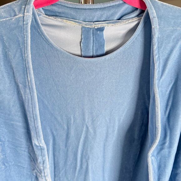 Handmade Blue Velour Sleeveless Dress with Matching Open Jacket | Artisan Vintag - Picture 6 of 7